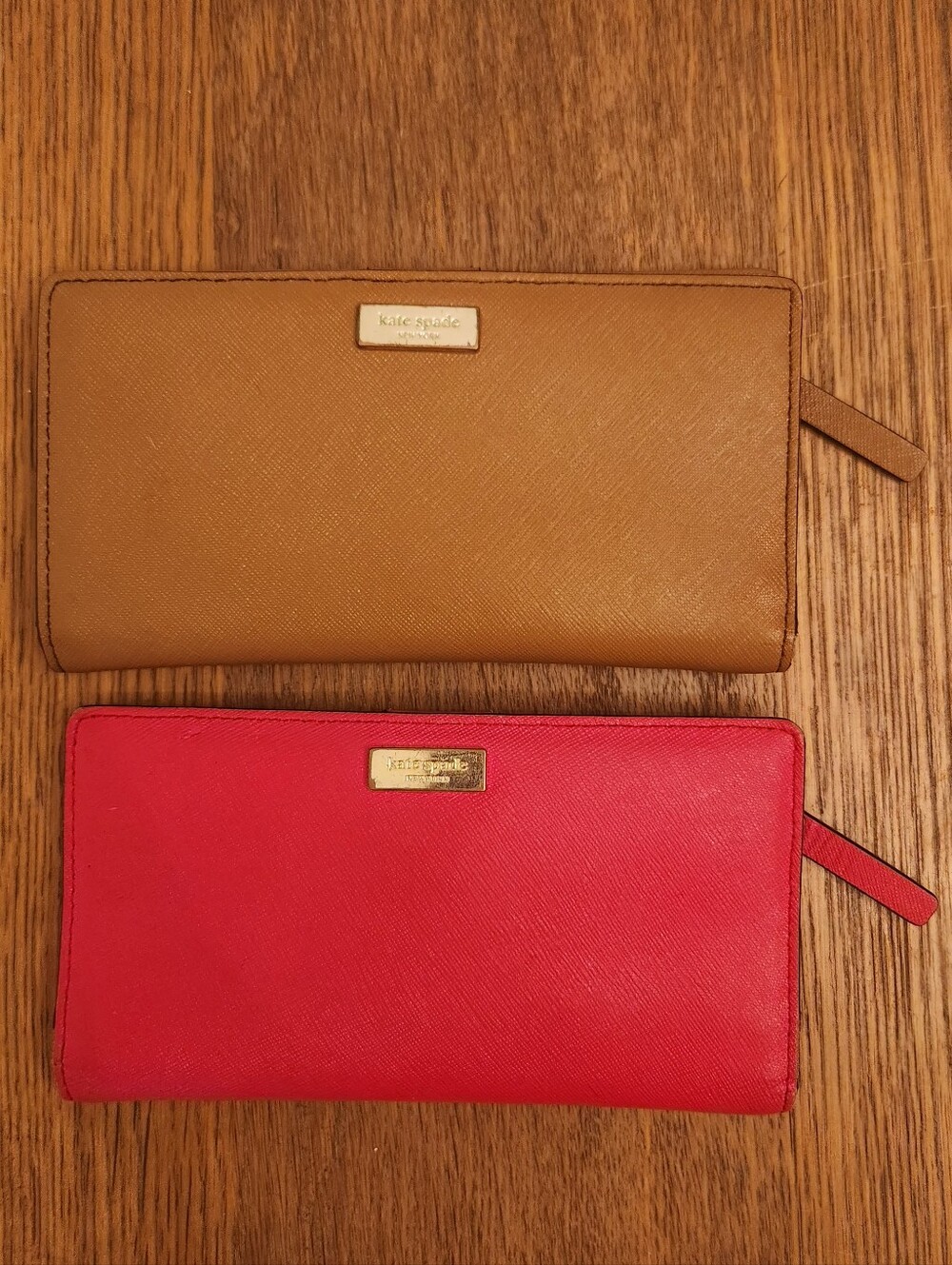 kate spade TWO Saffiano Leather Wallet - Red and Tan Great Condition!!!